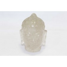 Natural White Crystal Stone God Buddha Head Home Decorative Statue idol